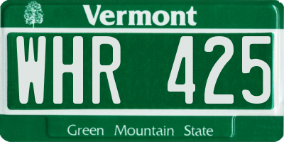 VT license plate WHR425