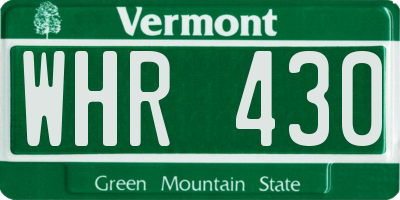 VT license plate WHR430