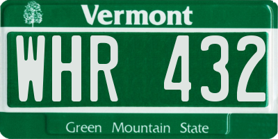 VT license plate WHR432