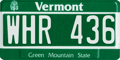 VT license plate WHR436