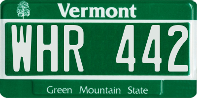 VT license plate WHR442