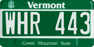 VT license plate WHR443