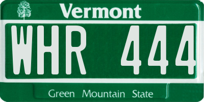 VT license plate WHR444