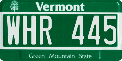 VT license plate WHR445