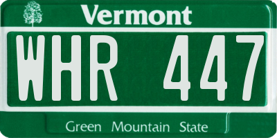 VT license plate WHR447