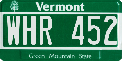VT license plate WHR452