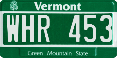 VT license plate WHR453