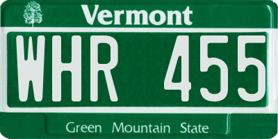 VT license plate WHR455