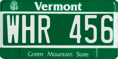 VT license plate WHR456