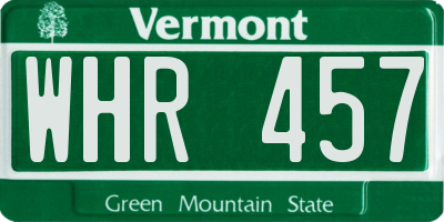 VT license plate WHR457