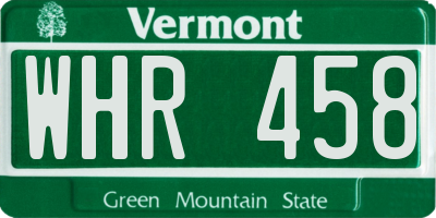 VT license plate WHR458