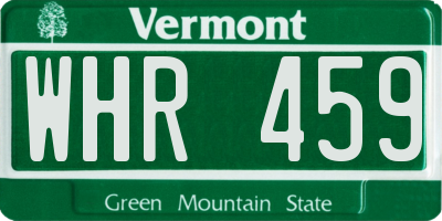 VT license plate WHR459