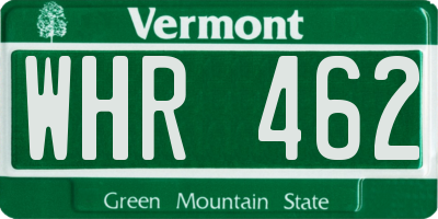 VT license plate WHR462