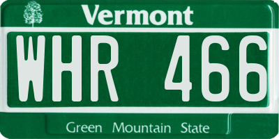 VT license plate WHR466
