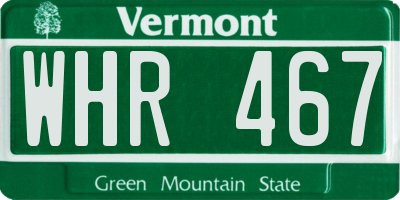 VT license plate WHR467