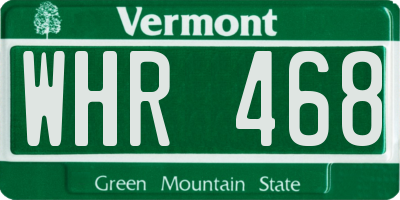 VT license plate WHR468