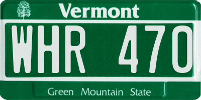 VT license plate WHR470