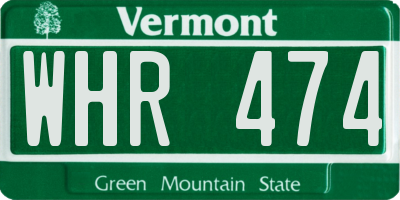 VT license plate WHR474