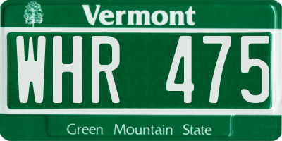 VT license plate WHR475