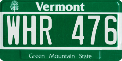 VT license plate WHR476