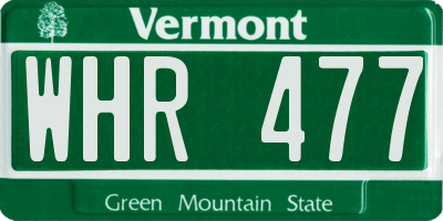 VT license plate WHR477