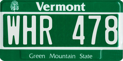 VT license plate WHR478