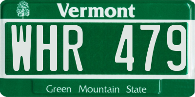 VT license plate WHR479