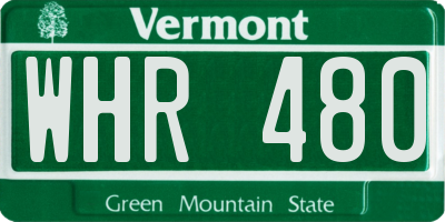 VT license plate WHR480