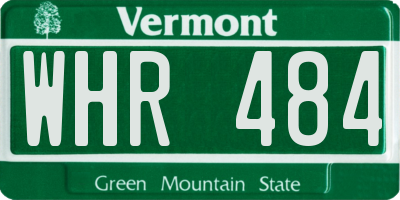 VT license plate WHR484