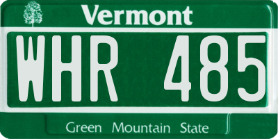 VT license plate WHR485