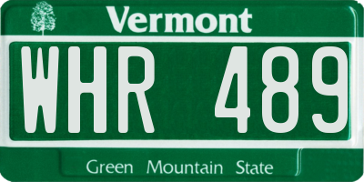 VT license plate WHR489