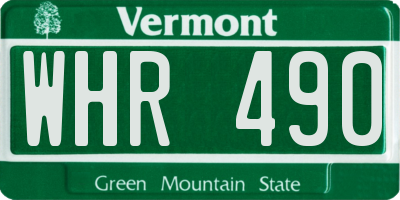 VT license plate WHR490
