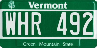 VT license plate WHR492
