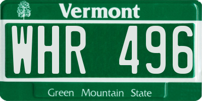 VT license plate WHR496