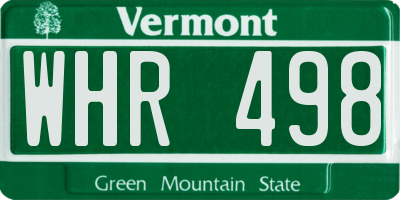 VT license plate WHR498