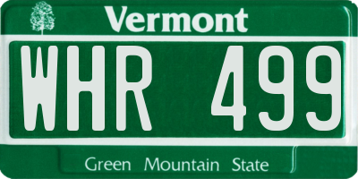 VT license plate WHR499