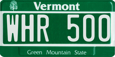 VT license plate WHR500