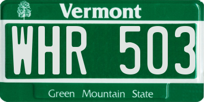 VT license plate WHR503