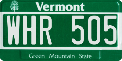 VT license plate WHR505