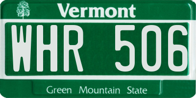 VT license plate WHR506