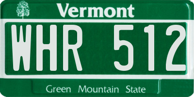 VT license plate WHR512