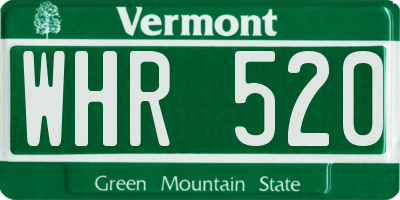 VT license plate WHR520