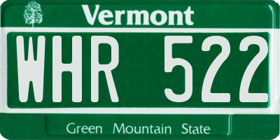 VT license plate WHR522