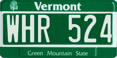 VT license plate WHR524