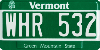 VT license plate WHR532