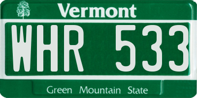 VT license plate WHR533