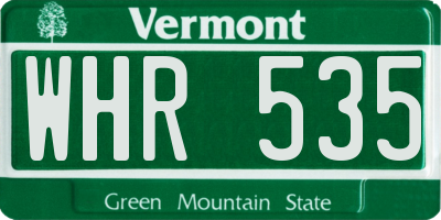 VT license plate WHR535