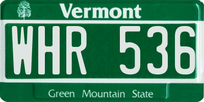 VT license plate WHR536