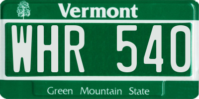 VT license plate WHR540