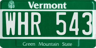 VT license plate WHR543